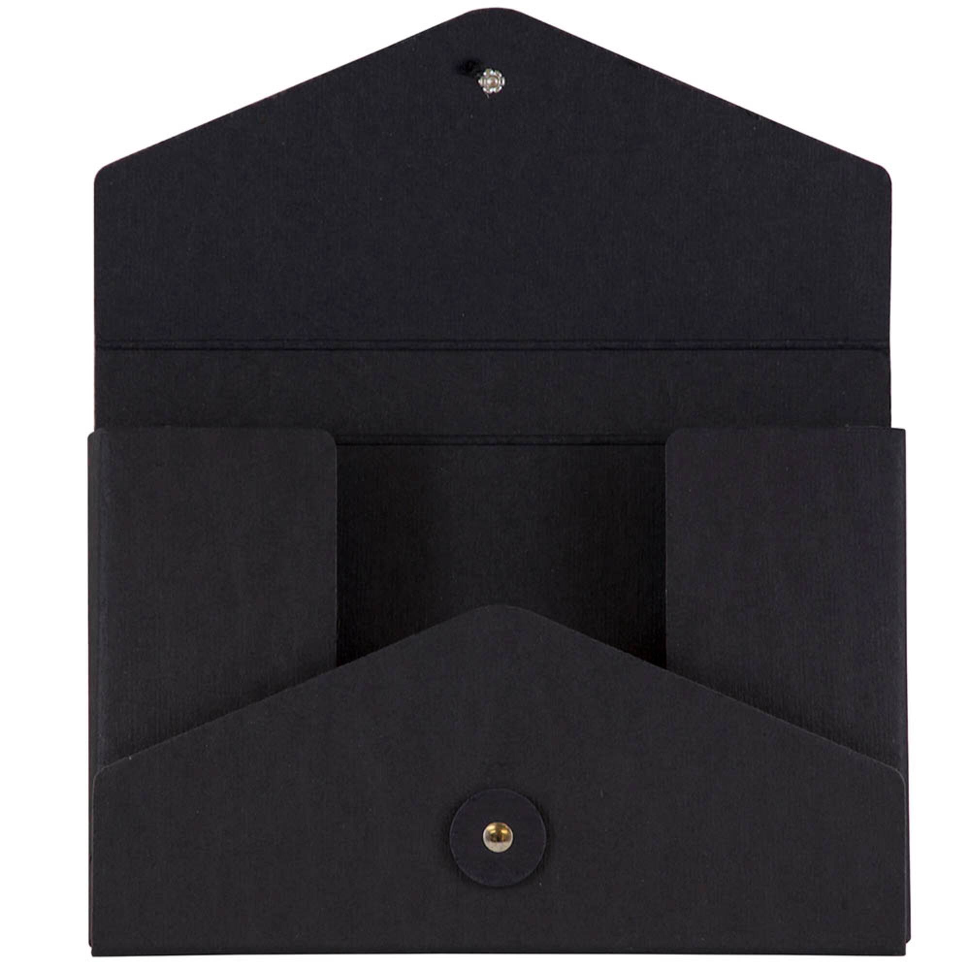 JAM Paper Black Kraft Portfolio with Button and String Tie Closure 5.5" x 8.5"